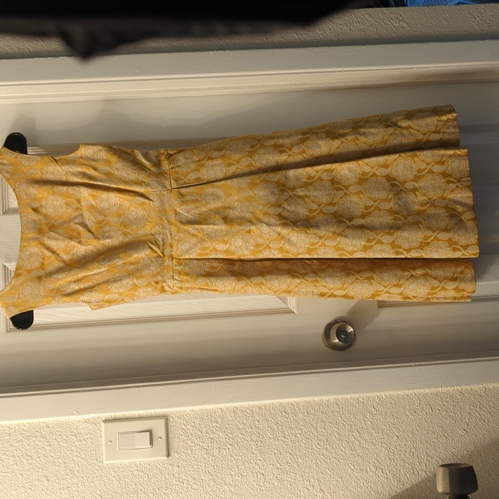 Vintage A line yellow floral dress